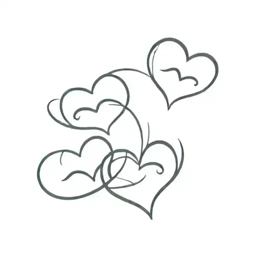 A minimalist tattoo design of three small hearts, each representing one of your little girls, with a calming wave pattern to symbolize enjoying the simple things in life tattoo design idea