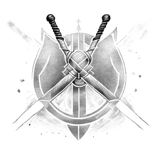 Thor wielding his hammer Mjolnir in a rugby match with Viking runes in the background tattoo design idea