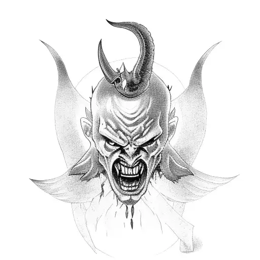 the devil fighting angel tattoo design idea