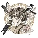 boy with magpie hair in lolita fashion  tattoo design idea