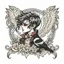 boy with magpie hair in lolita fashion  tattoo design idea