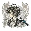 boy with magpie hair in lolita fashion  tattoo design idea