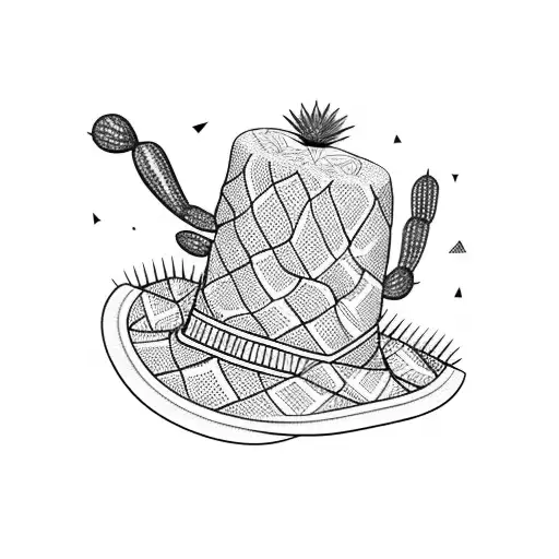 tall cactus wearing sombrero  tattoo design idea