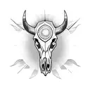 cow skull with sun over top tattoo design idea