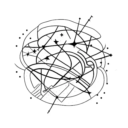 collage of multiple small constellations no shading tattoo design idea