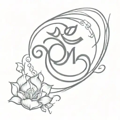 om with hare krishna written inside tattoo design idea