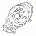 om with hare krishna written inside tattoo design idea