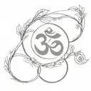om with hare krishna written inside tattoo design idea