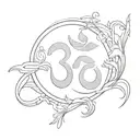 om with hare krishna written inside tattoo design idea