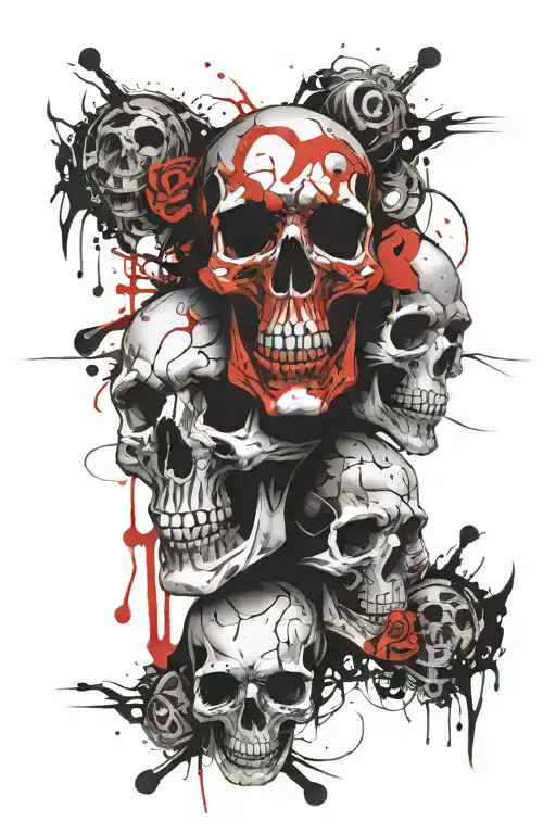 drama masks tragedy and comedy skulls tattoo design idea