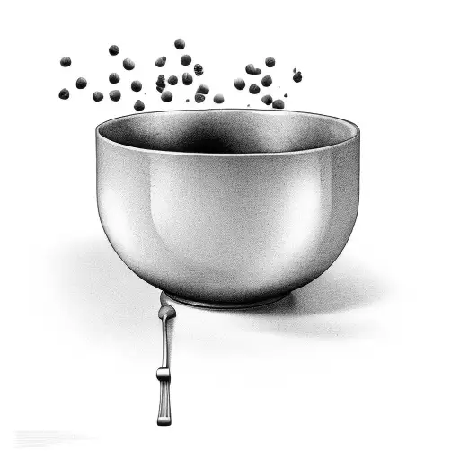 A black-grey tattoo of a mixing bowl overflowing with various ingredients, representing the chef's passion for cooking tattoo design idea