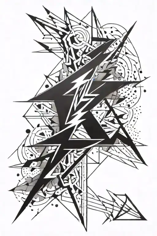 Lightning and English words tattoo design idea