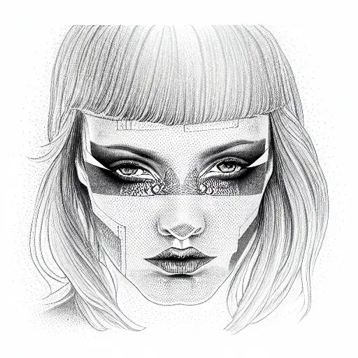  girl in balaclava tattoo design idea