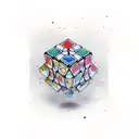 Rubik cube space planets fragmentation tattoo design idea