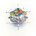 Rubik cube space planets fragmentation tattoo design idea