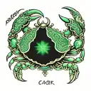 cancer crab with emerald tablet tattoo design idea