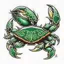cancer crab with emerald tablet tattoo design idea