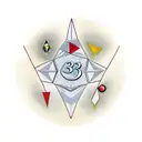 the number "237" with the the 3 being gold in color and 3 diamonds around it one diamond red one diamond yellow and the  tattoo design idea