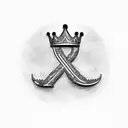 Alphabet RJ with crown tattoo design idea