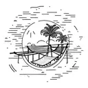 a man upside down on a hammock between two palm trees tattoo design idea