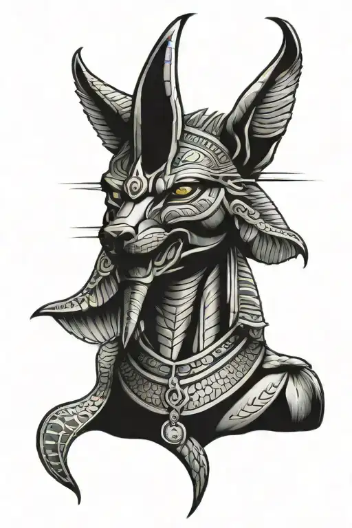 Anubis with scales tattoo design idea