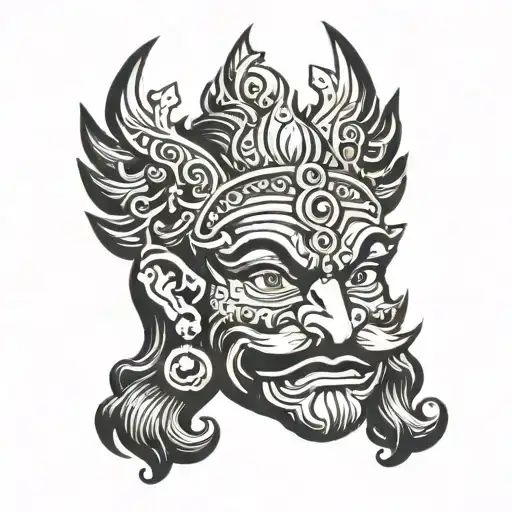 ravana offering head tattoo design idea