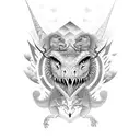 sleeve with dance and dinosaurs tattoo design idea