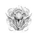 sleeve with dance and dinosaurs tattoo design idea