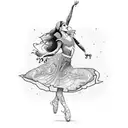 sleeve with dance and dinosaurs tattoo design idea