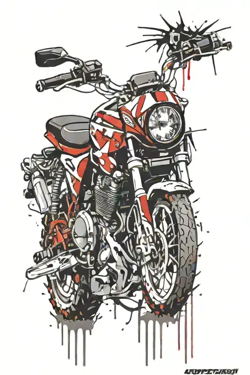 Scottish sport bike chain with sprocket and gears man in a helmet riding a sport bike tattoo design idea