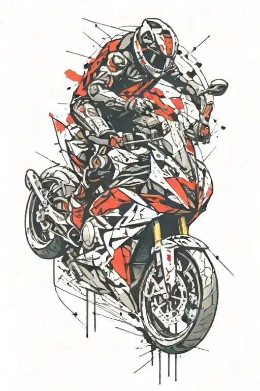 fast sportbike replacing the traditional arrowheads tattoo design idea