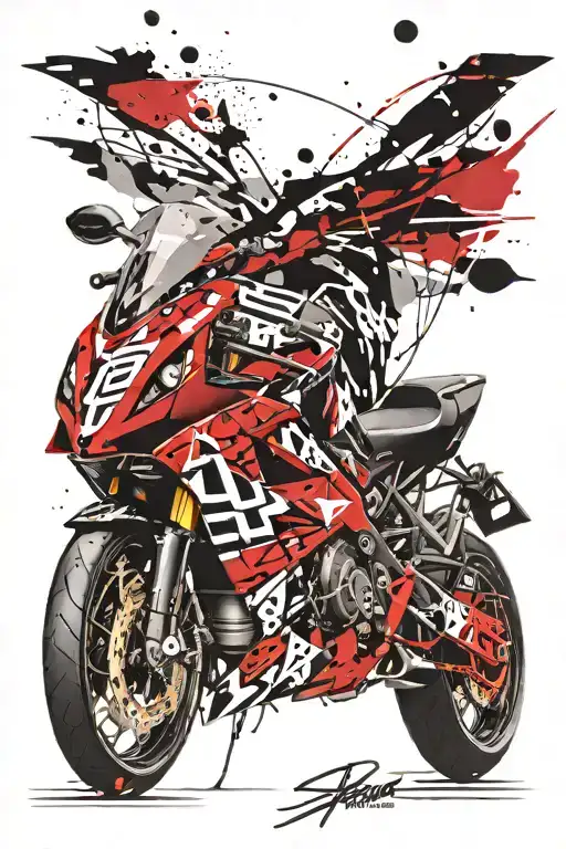 sportbike replacing the traditional arrowheads tattoo design idea
