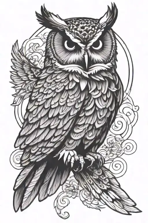 guardian owl flying wings spread tattoo design idea