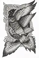 guardian owl flying away tattoo design idea