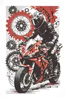 sportbike rider silhouette chains and sprockets tattoo design idea