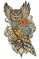 guardian owl flying wings spread wide tattoo design idea