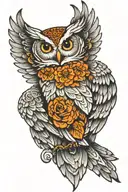 guardian owl flying wings spread wide tattoo design idea