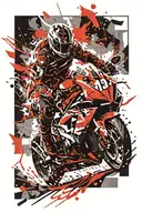 sportbike rider silhouette chains and sprockets tattoo design idea