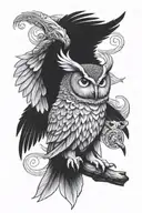 guardian owl flying  tattoo design idea
