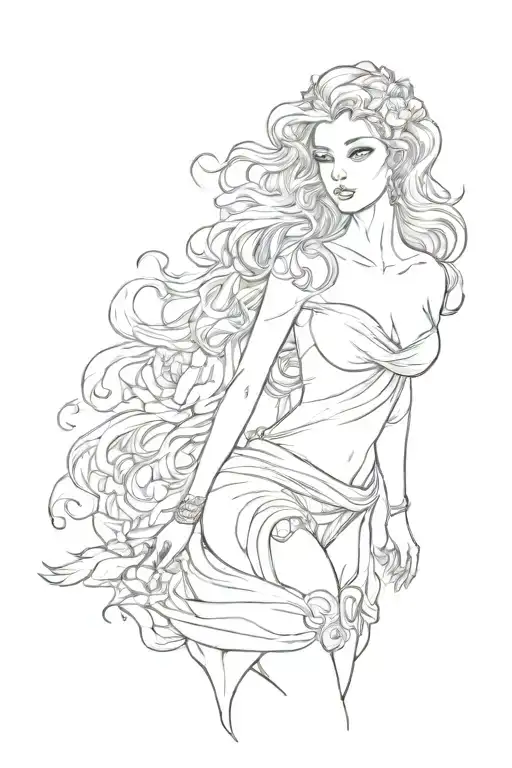 full body Aphrodite realistic sexy girl shoulder tattoo tattoo design idea