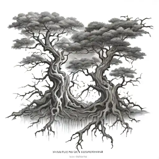 Lightning that beats and transforms into root of a tree (both have the same form)  tattoo design idea