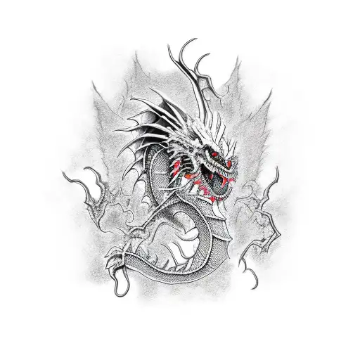 skeletal dragon tattoo design idea
