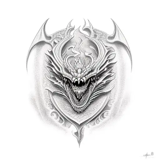 skeletal dragon tattoo design idea