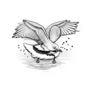 seagull with water lily tattoo design idea
