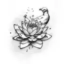 seagull with water lily tattoo design idea