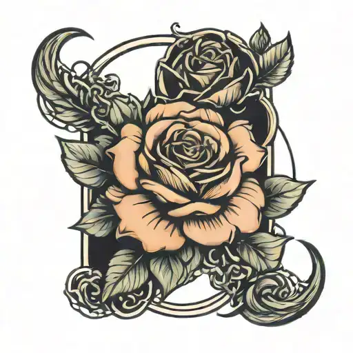 rose bar wire black ink tattoo design idea