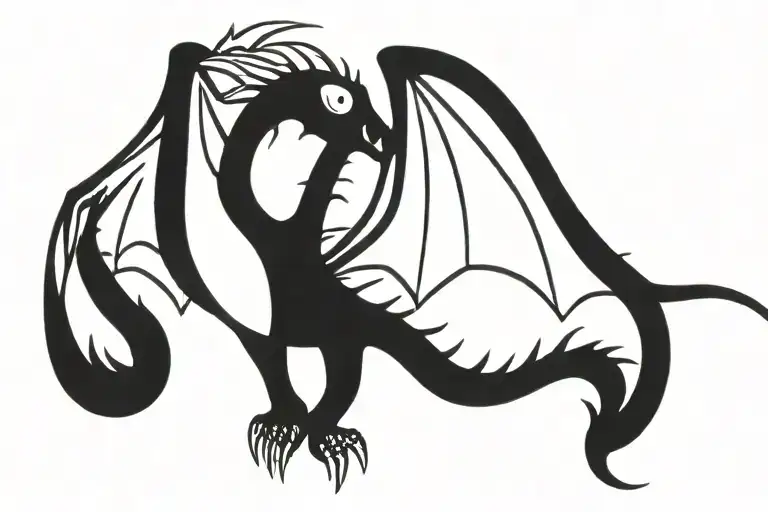 Dragon flying tattoo design idea