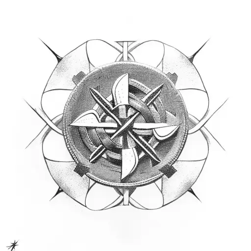 Thor's hammer, knot of the slain and viking compass tattoo design idea