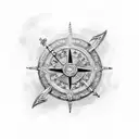 viking compass with Thor's hammer  tattoo design idea