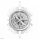 viking compass with Thor's hammer  tattoo design idea